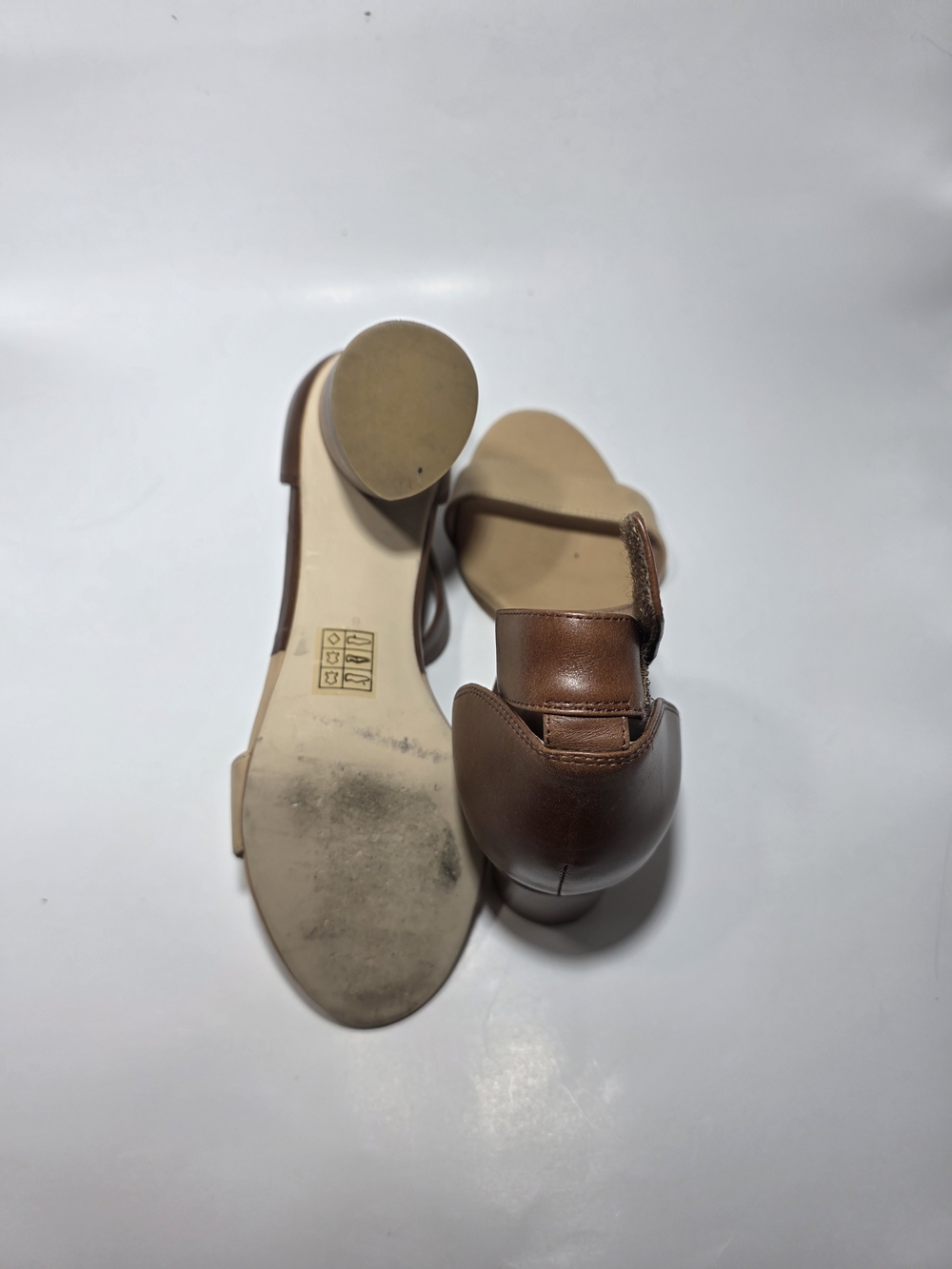 Jeffrey Campbell Leather Ankle Strap Block Heel Sandals Tan Brown Women's 8 - Picture 7 of 9